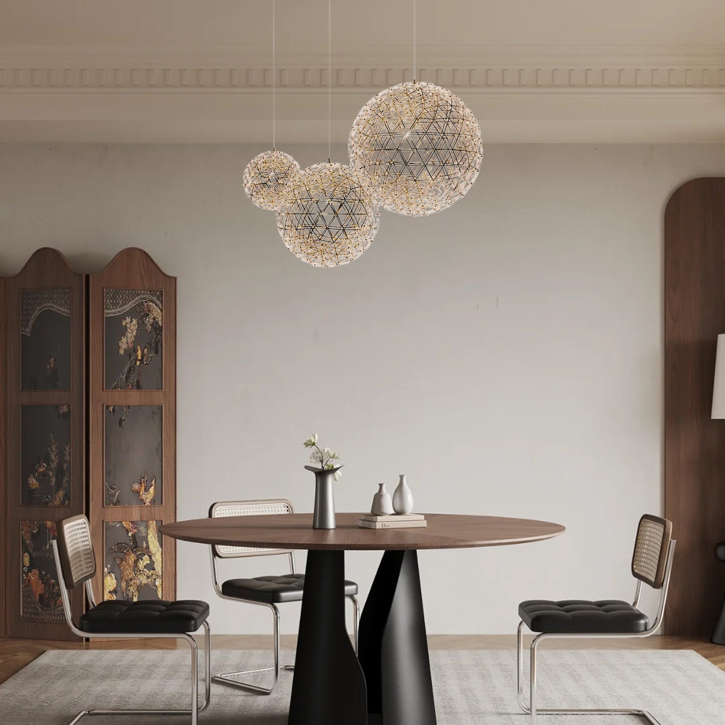 Gold Spark Ball Eclectic Metal Pendant Light