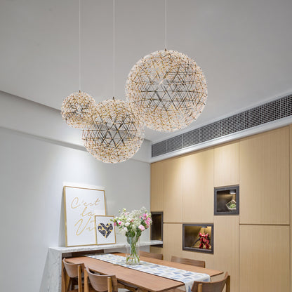 Gold Spark Ball Eclectic Metal Pendant Light