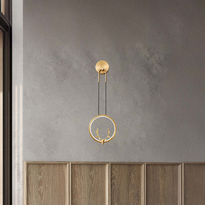 Golden Antler Eclectic Metal Wall Light