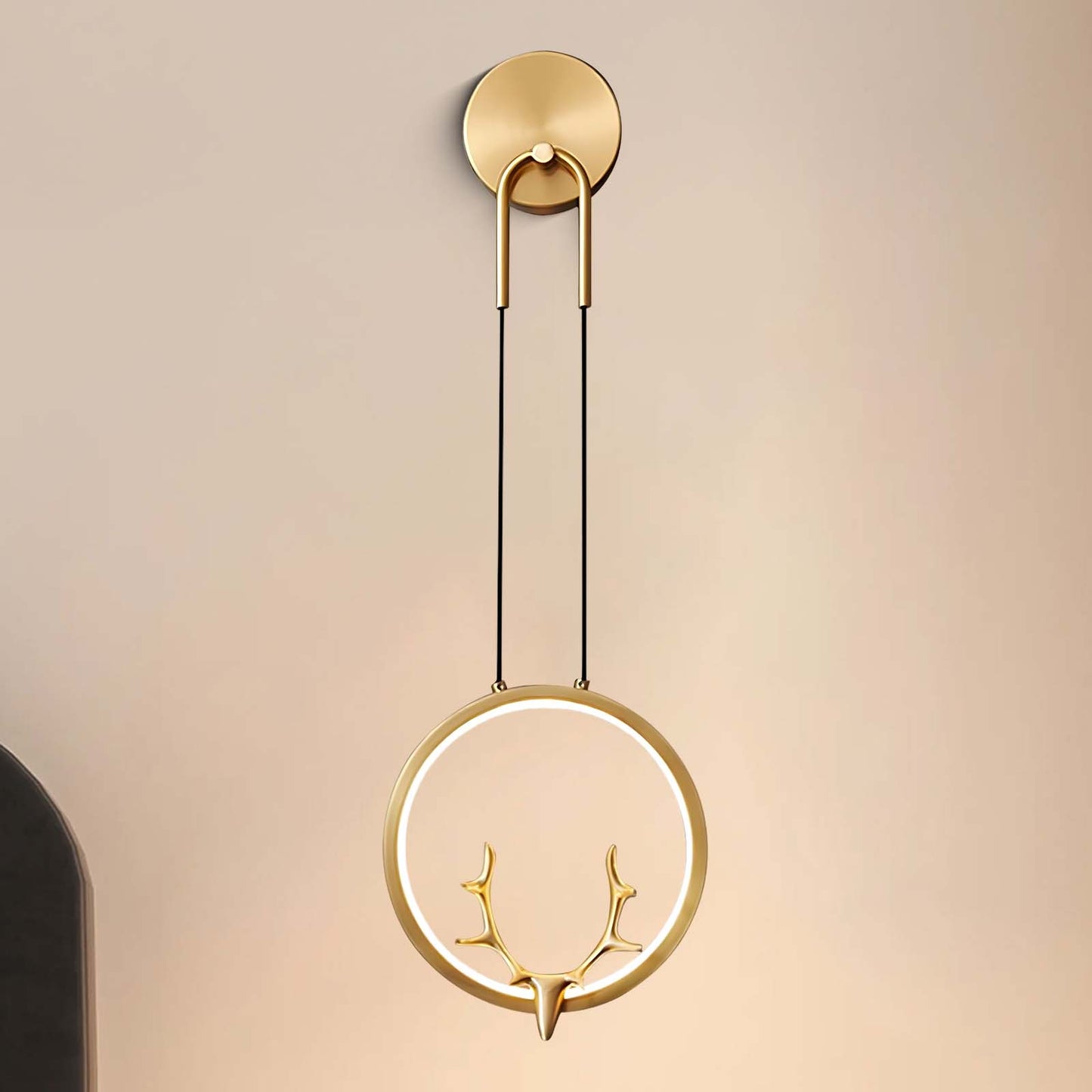 Golden Antler Eclectic Metal Wall Light