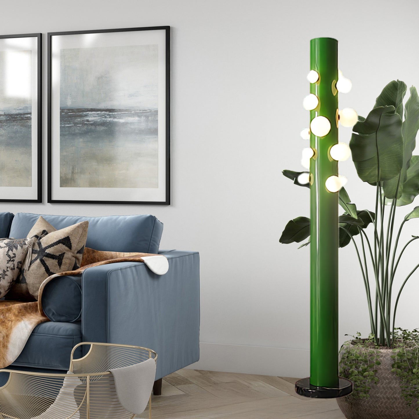 Green Apes Eclectic Crystal Floor Lamp