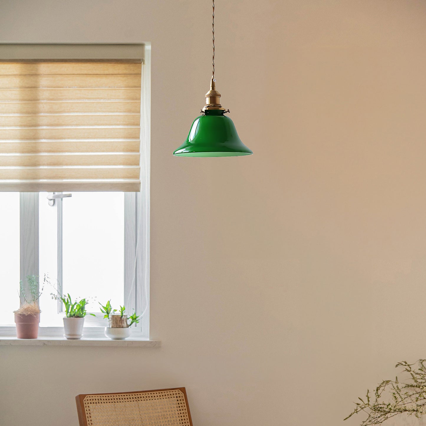 Green Bell Eclectic Crystal Pendant Light