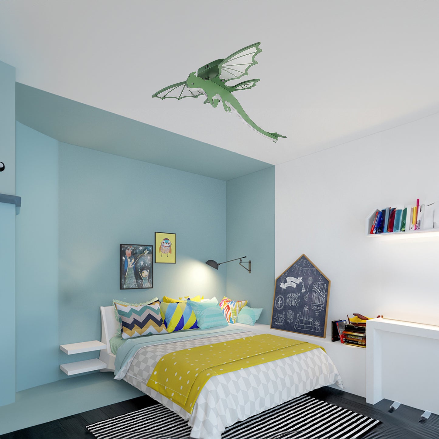 Green Dinosaur Eclectic Metal Ceiling Light