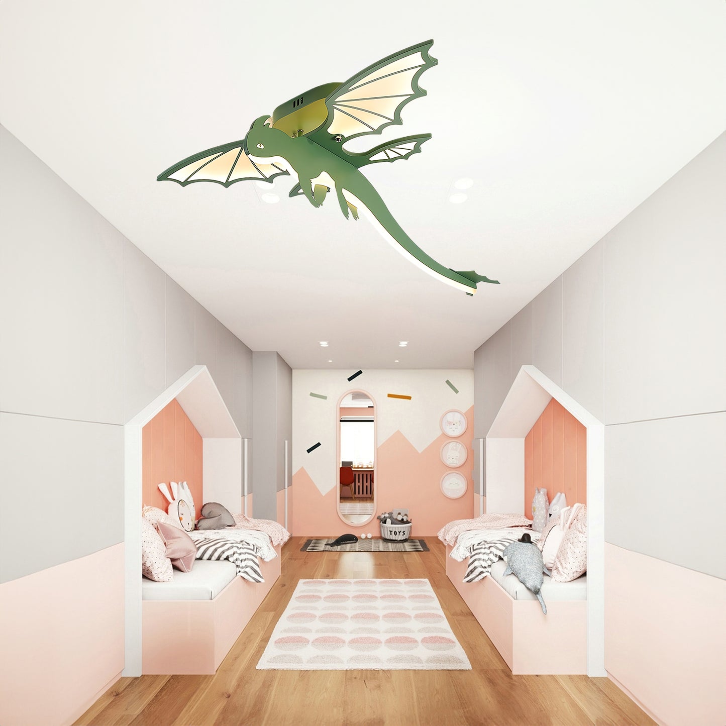 Green Dinosaur Eclectic Metal Ceiling Light