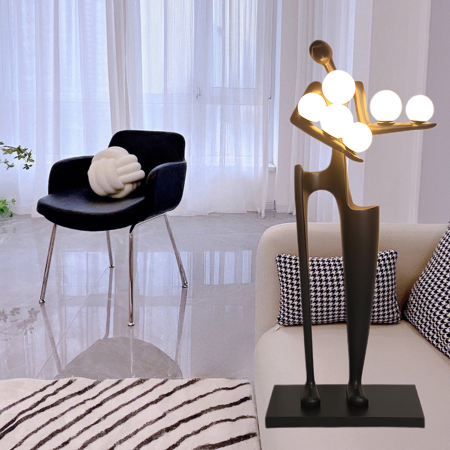 Guardian Sculpture Modern Crystal Floor Lamp