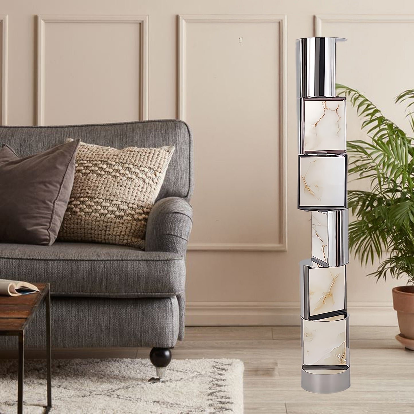 Half Cylindrical Rotating Art Deco Steel Floor Lamp