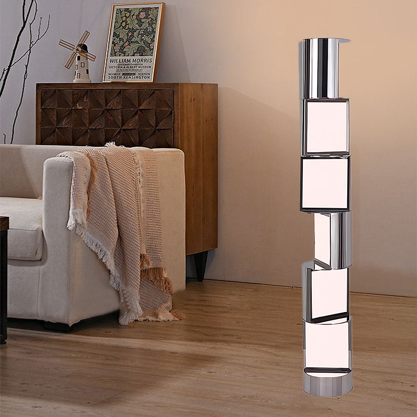 Half Cylindrical Rotating Art Deco Steel Floor Lamp