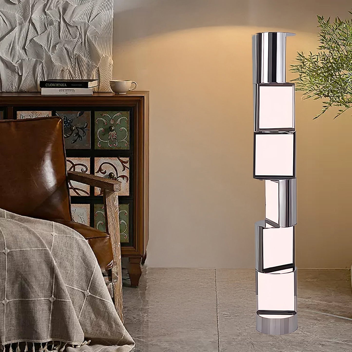 Half Cylindrical Rotating Art Deco Steel Floor Lamp