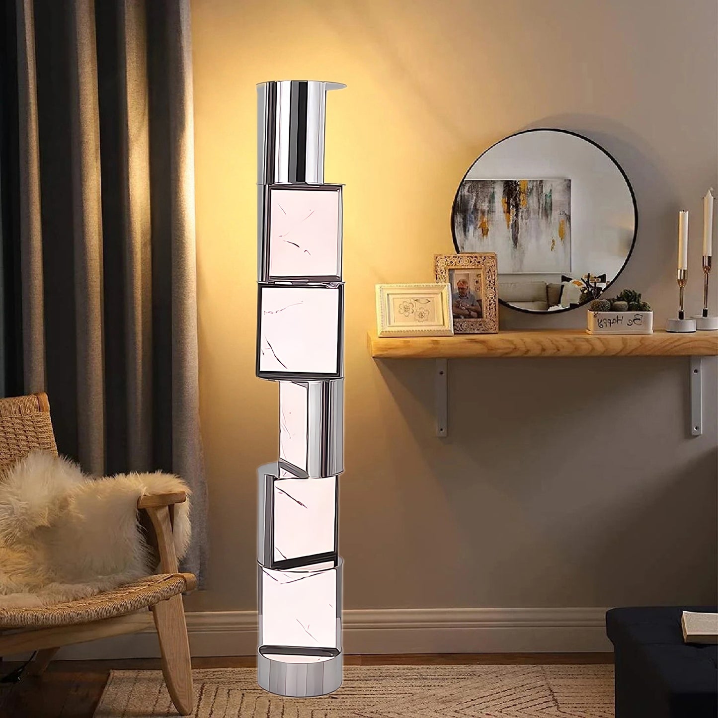 Half Cylindrical Rotating Art Deco Steel Floor Lamp