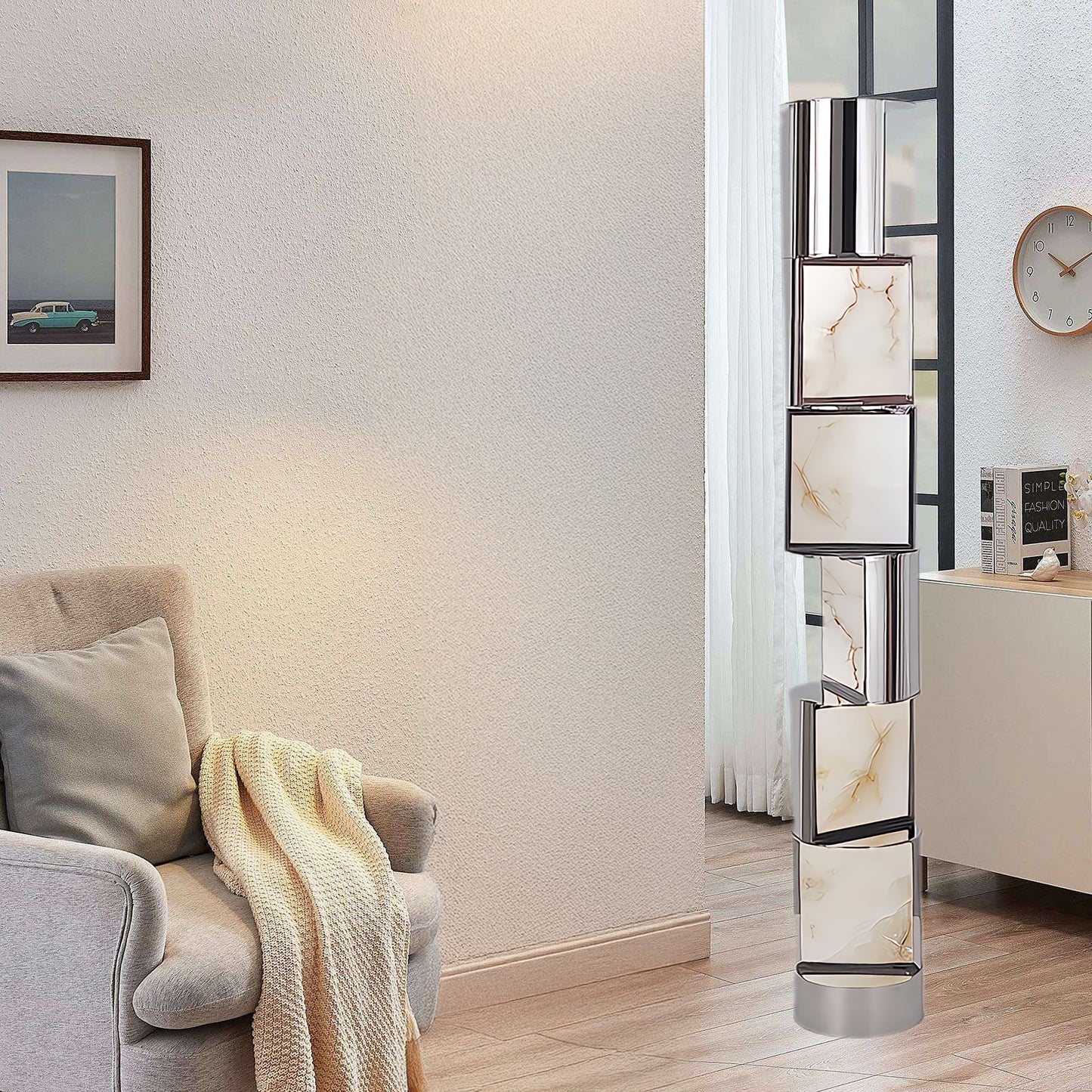 Half Cylindrical Rotating Art Deco Steel Floor Lamp