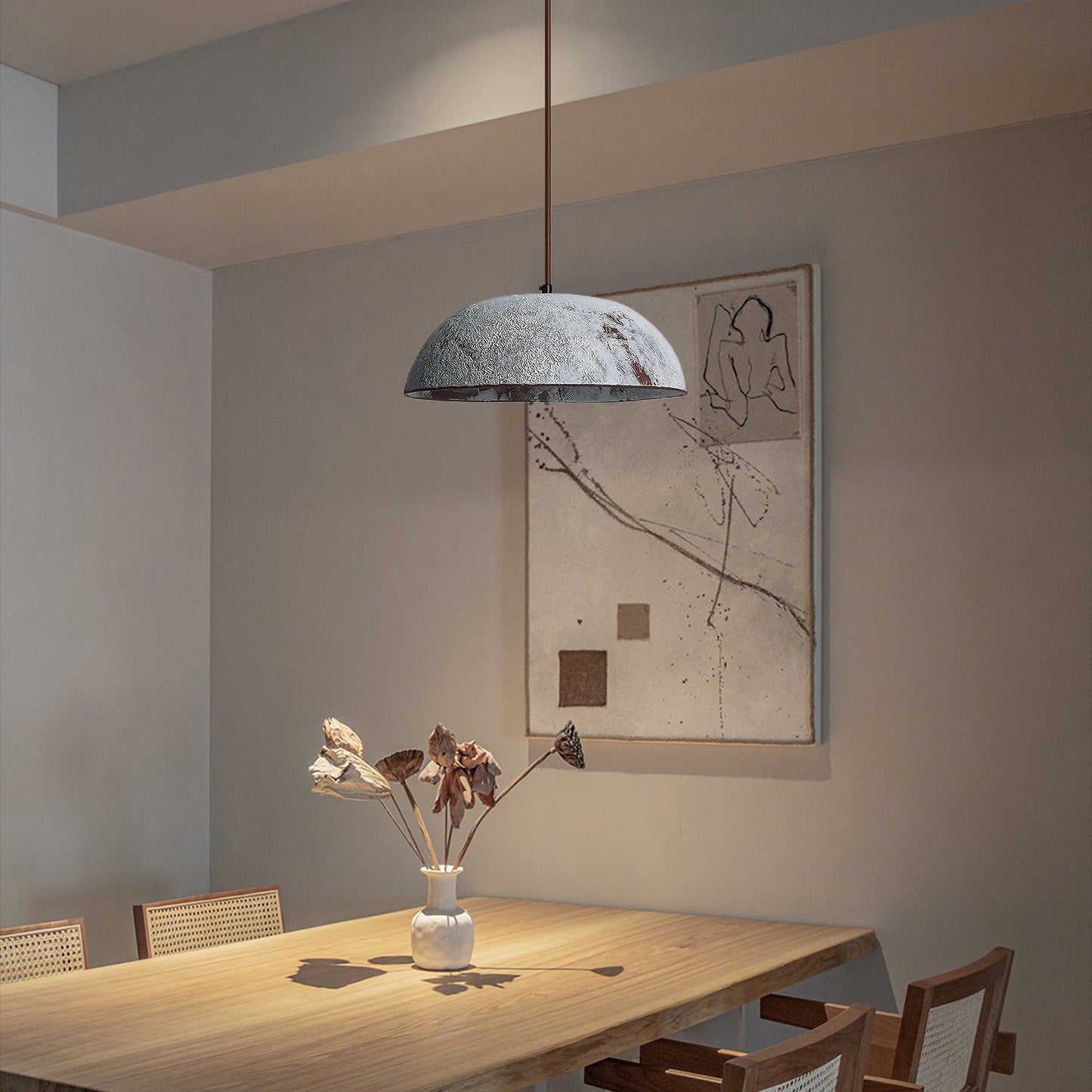 Half Dome Vintage Ceramic Modern Metal Pendant Lamp