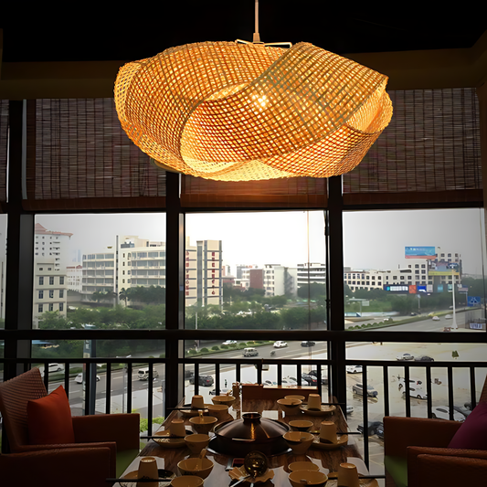 Handwoven Bamboo Teahouse Pendant Lamp