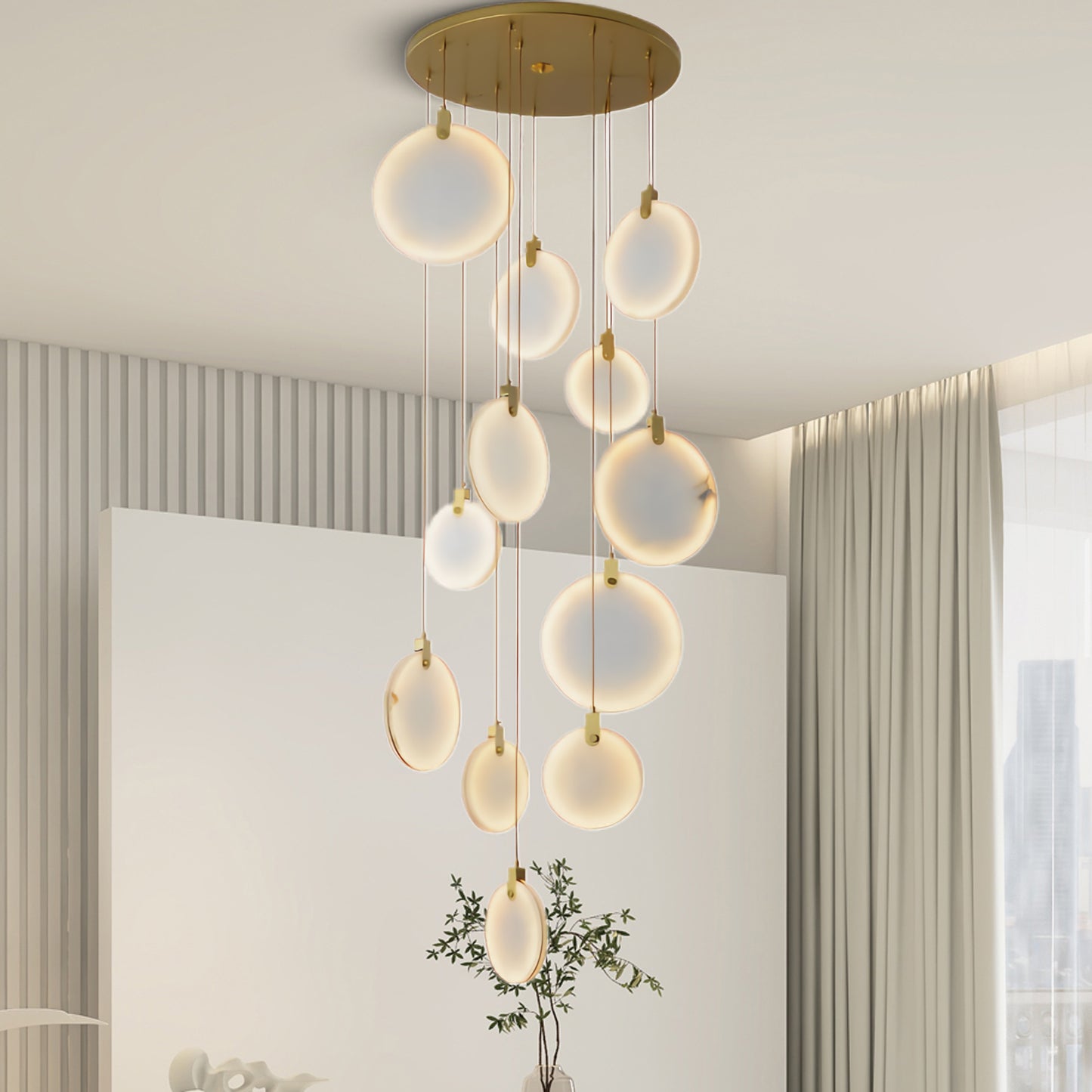 Harvest Alabaster Contemporary Brass Pendant Lamp