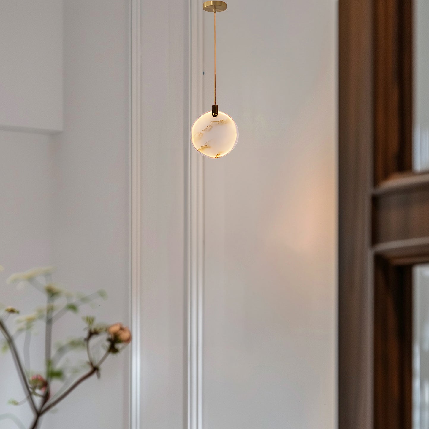 Harvest Alabaster Contemporary Brass Pendant Lamp