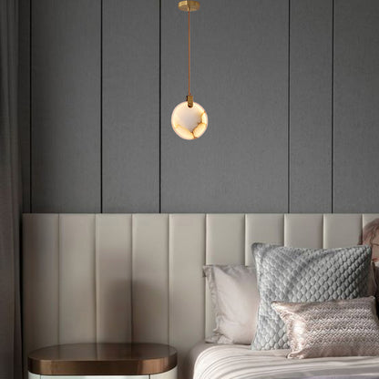 Harvest Alabaster Contemporary Brass Pendant Lamp