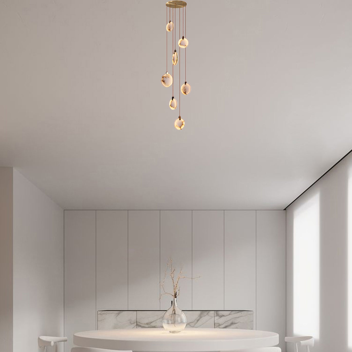 Harvest Alabaster Contemporary Brass Pendant Lamp