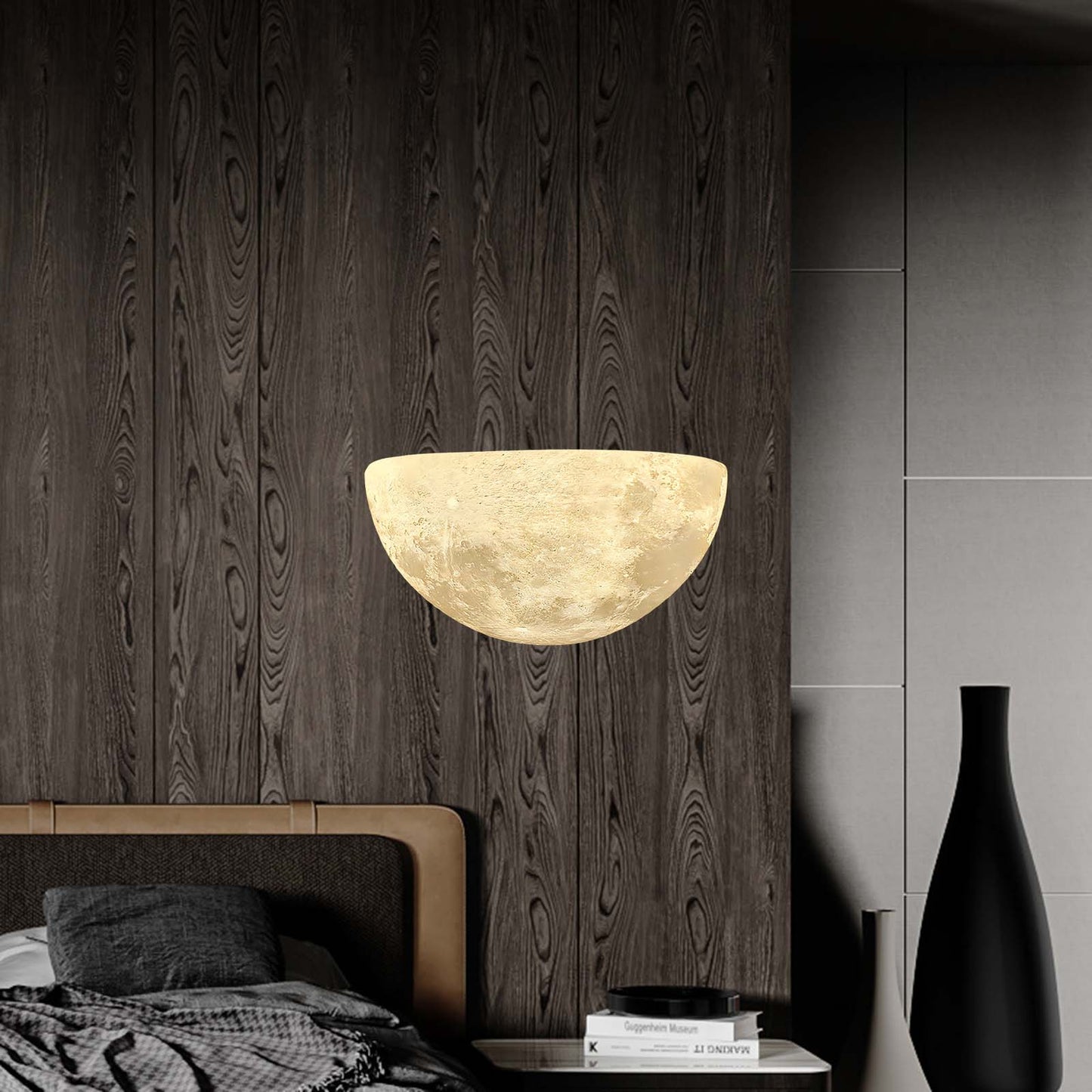 Hemisphere Moon Eclectic Metal Wall Lamp