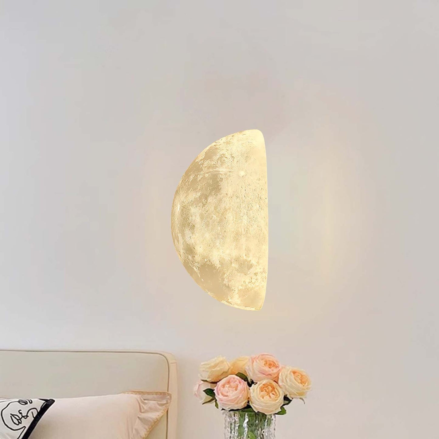 Hemisphere Moon Eclectic Metal Wall Lamp