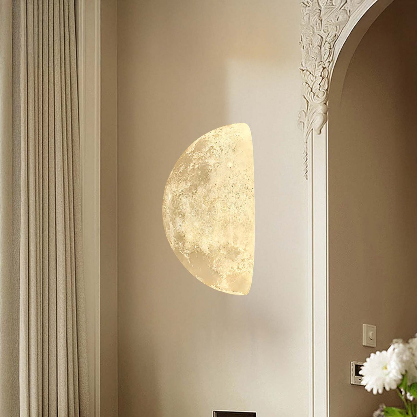 Hemisphere Moon Eclectic Metal Wall Lamp