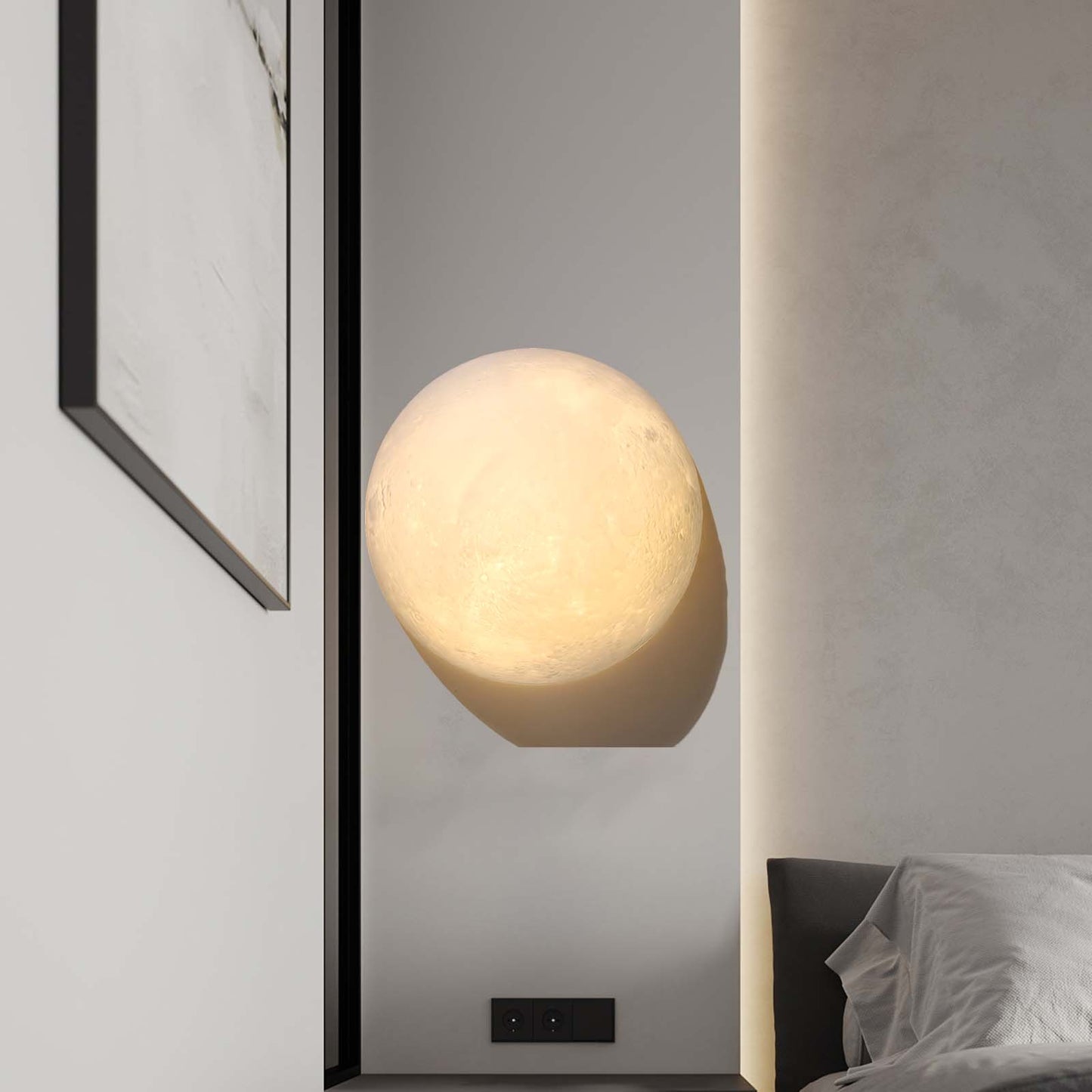 Hemisphere Moon Eclectic Metal Wall Lamp