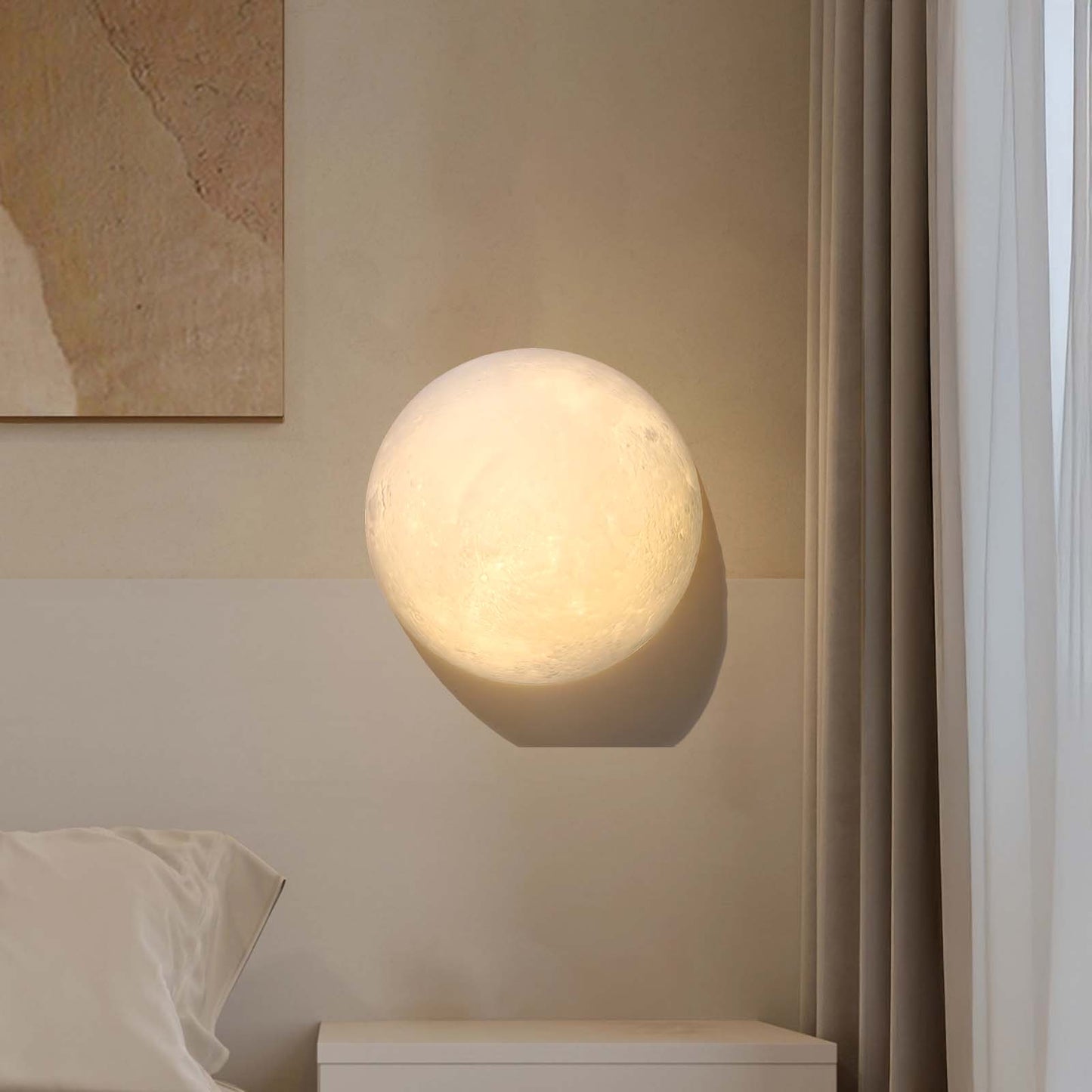 Hemisphere Moon Eclectic Metal Wall Lamp