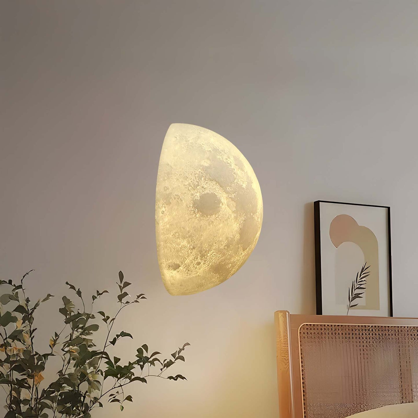 Hemisphere Moon Eclectic Metal Wall Lamp