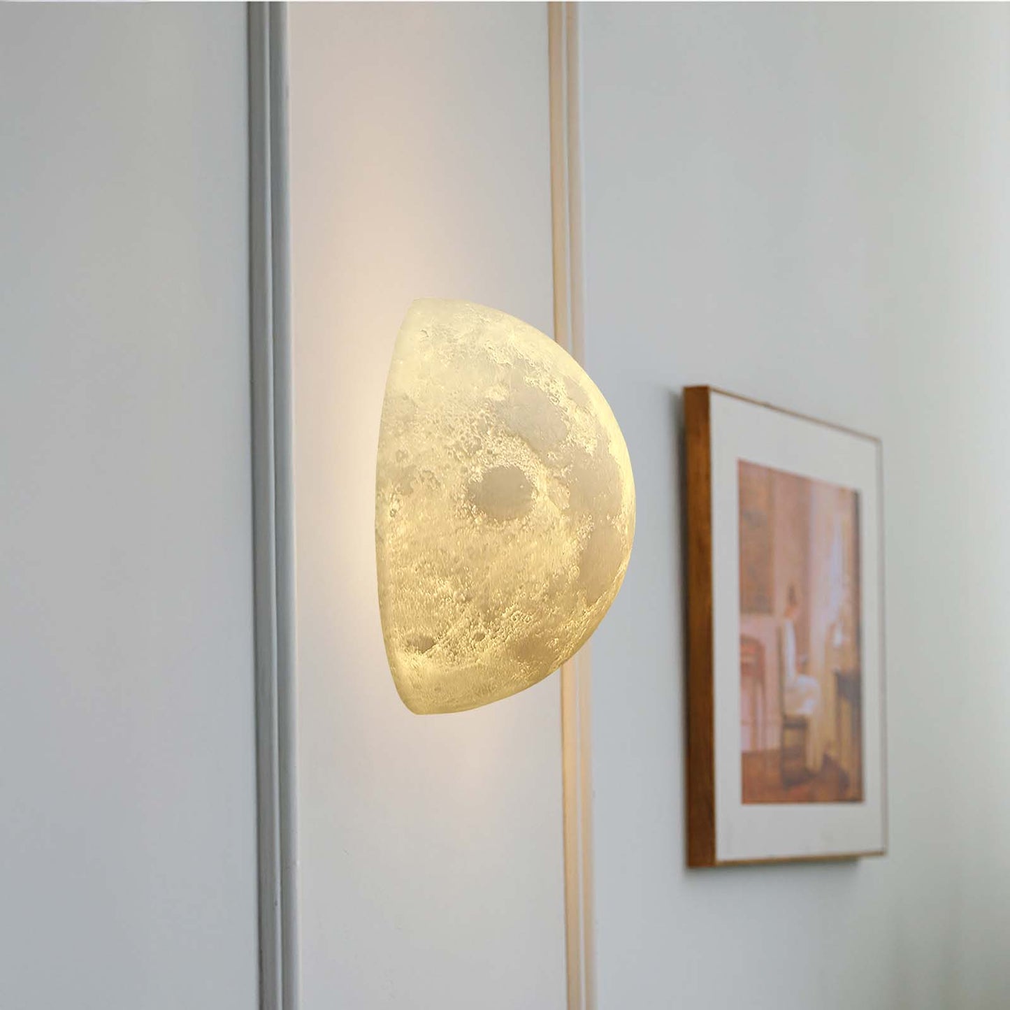 Hemisphere Moon Eclectic Metal Wall Lamp