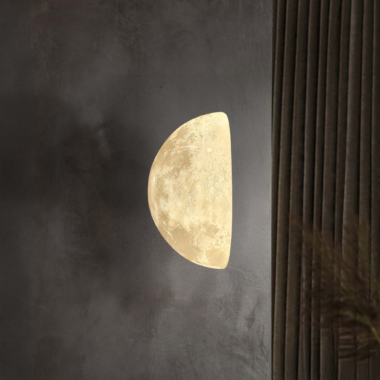 Hemisphere Moon Eclectic Metal Wall Lamp