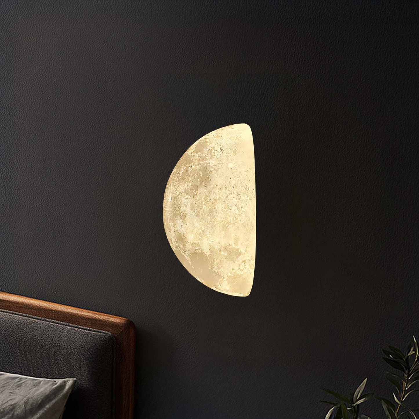 Hemisphere Moon Eclectic Metal Wall Lamp