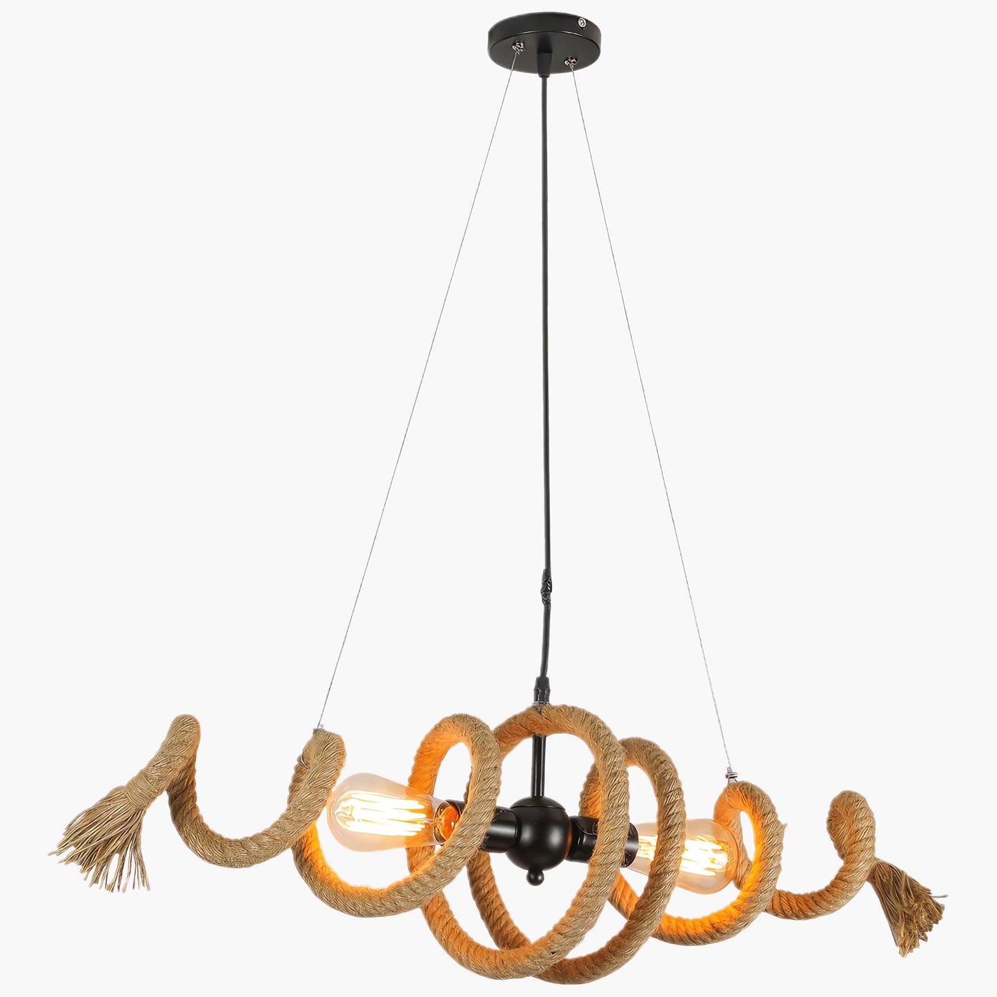 Hemp Rope Industrial Spiral Vintage Material Chandelier