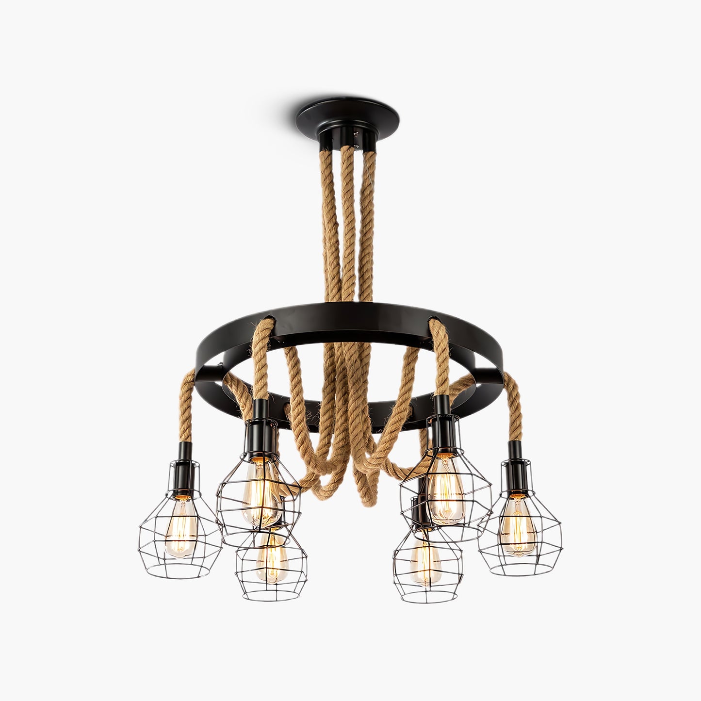 Hemp Rope Industrial Starfall Retro Material Chandelier