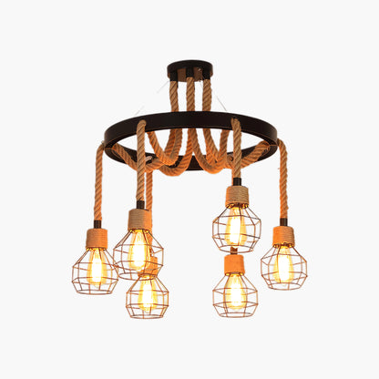 Hemp Rope Industrial Starfall Retro Material Chandelier