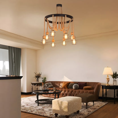 Hemp Rope Industrial Starfall Retro Material Chandelier