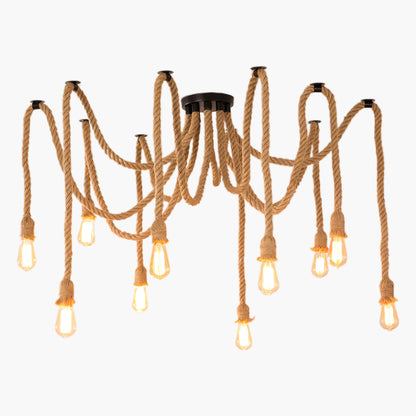 Hemp Rope Scattered Flower Retro Material Chandelier