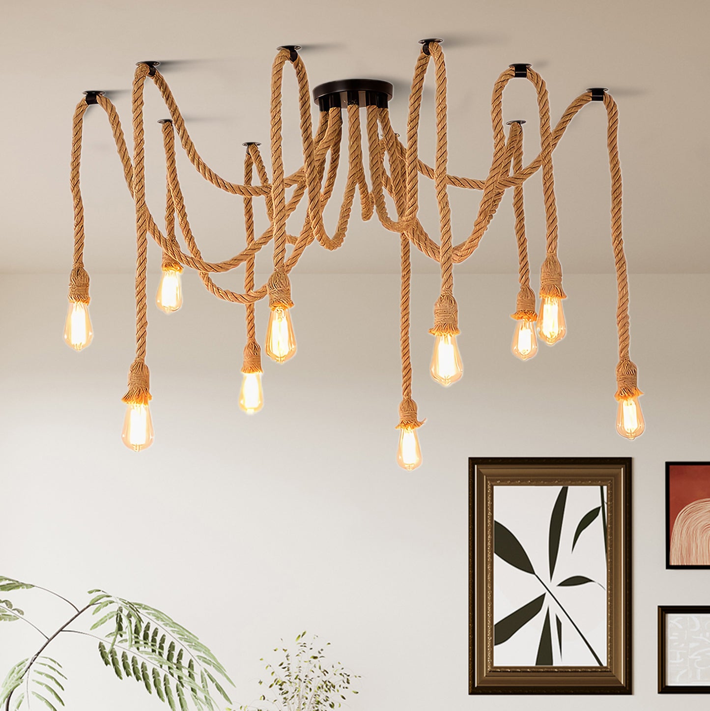 Hemp Rope Scattered Flower Retro Material Chandelier