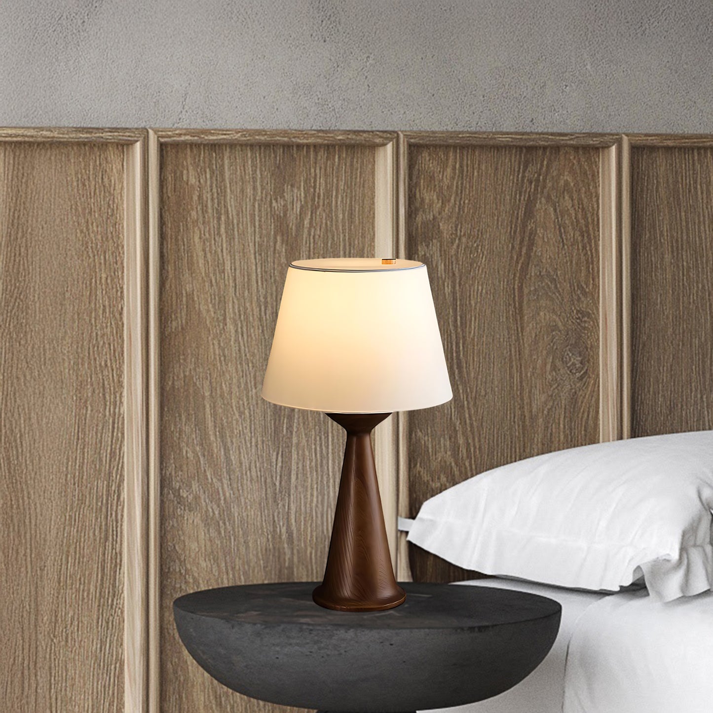 Hourglass Wood Art Deco Table Lamp