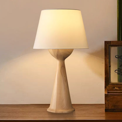 Hourglass Wood Art Deco Table Lamp