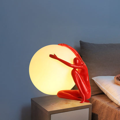 Humanoid Ball Holding Modern Material Table Lamp