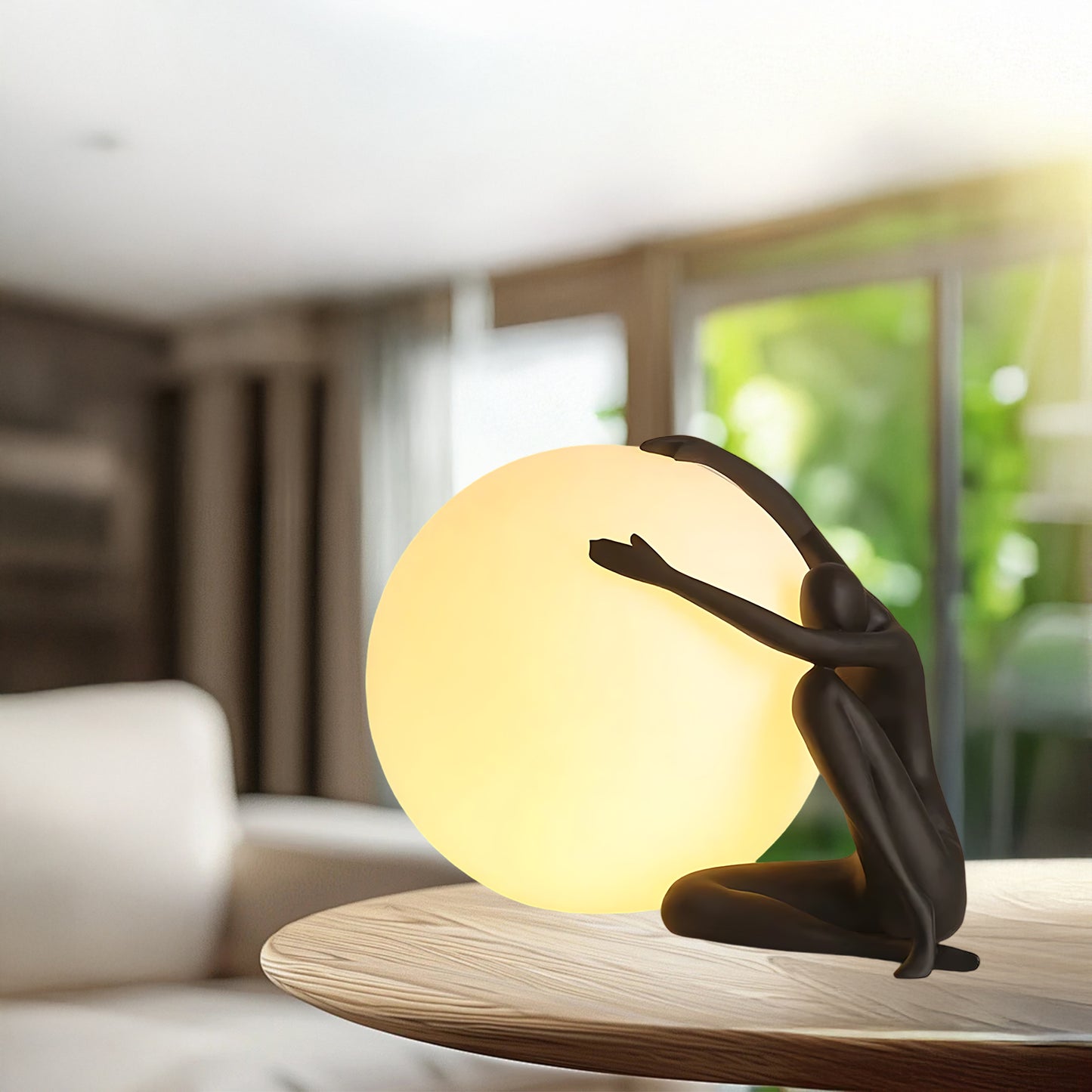 Humanoid Ball Holding Modern Material Table Lamp