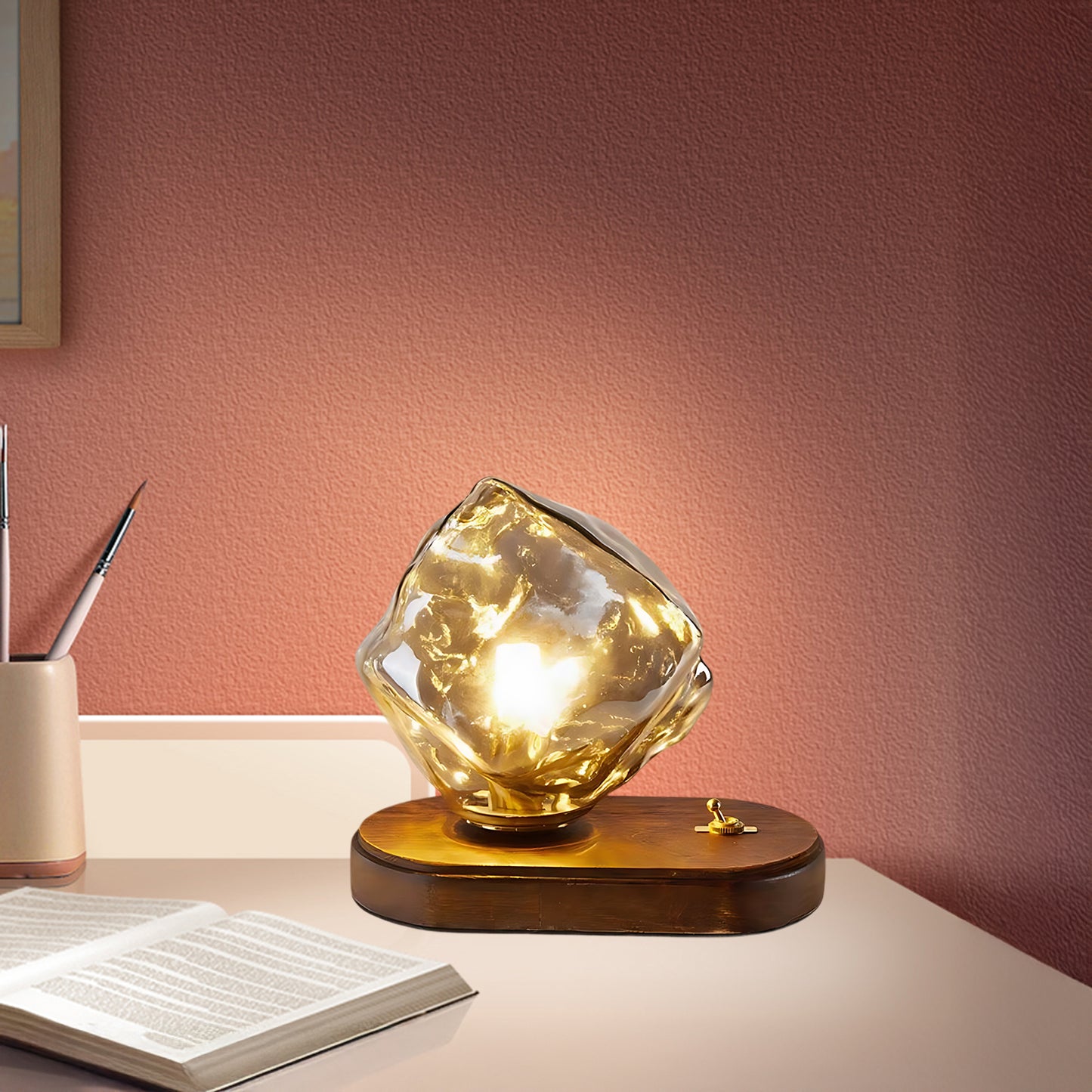 Ice Stone Eclectic Crystal Table Lamp