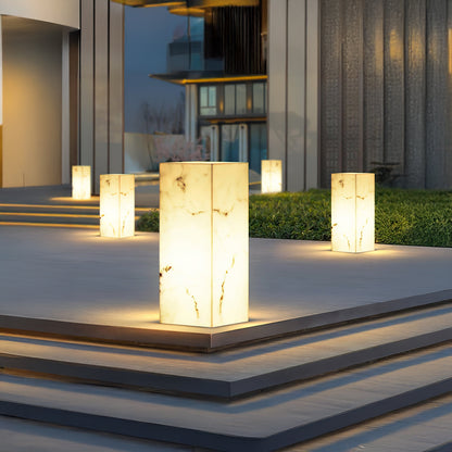 Imitation Marble Cube Eclectic Metal Outdoor Light