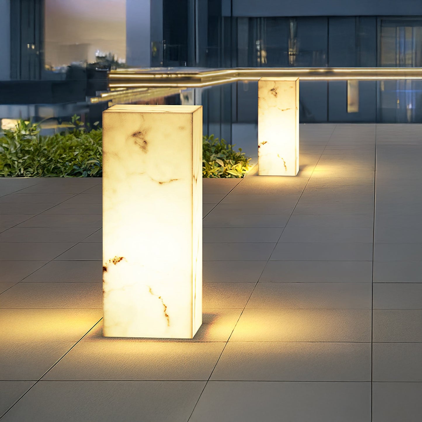 Imitation Marble Cube Eclectic Metal Outdoor Light