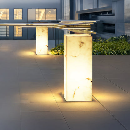 Imitation Marble Cube Eclectic Metal Outdoor Light