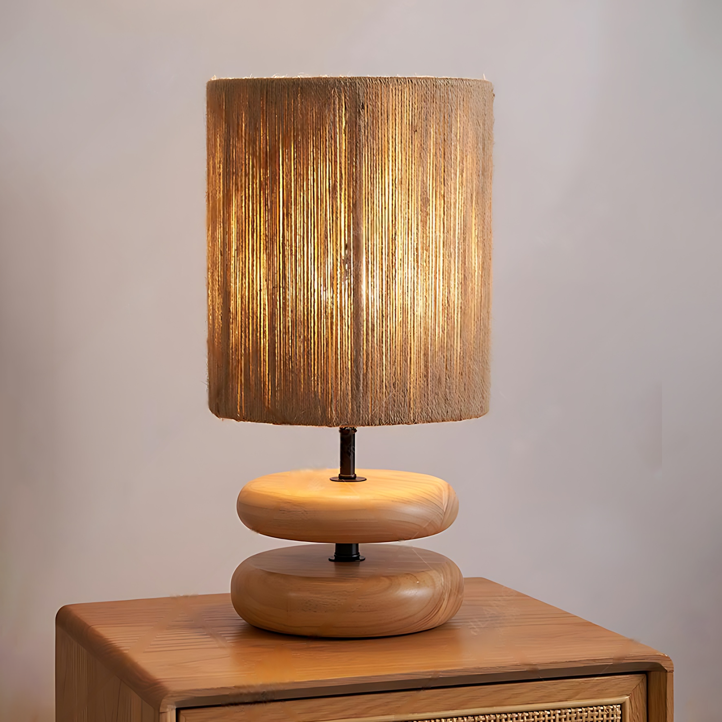 Japanese Cream Wood Study Table Lamp