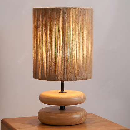 Japanese Cream Wood Study Table Lamp