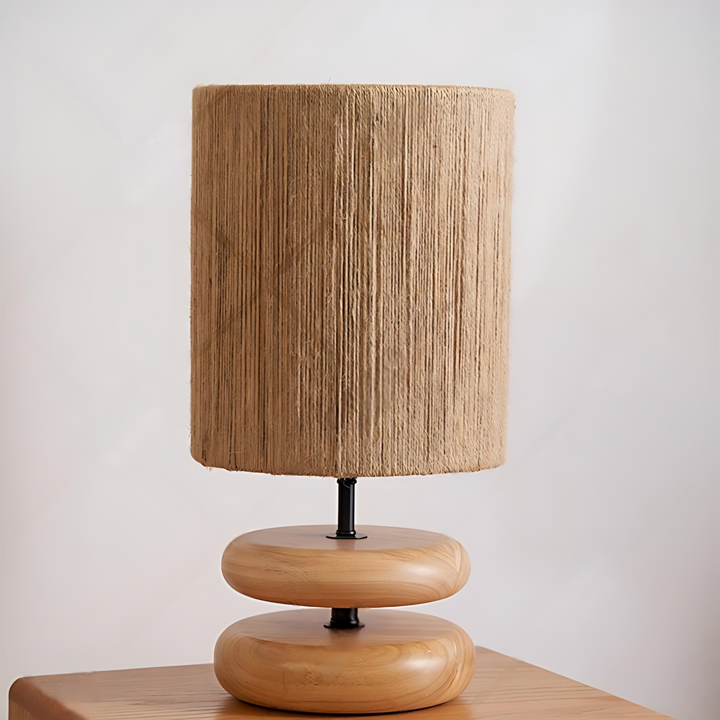 Japanese Cream Wood Study Table Lamp