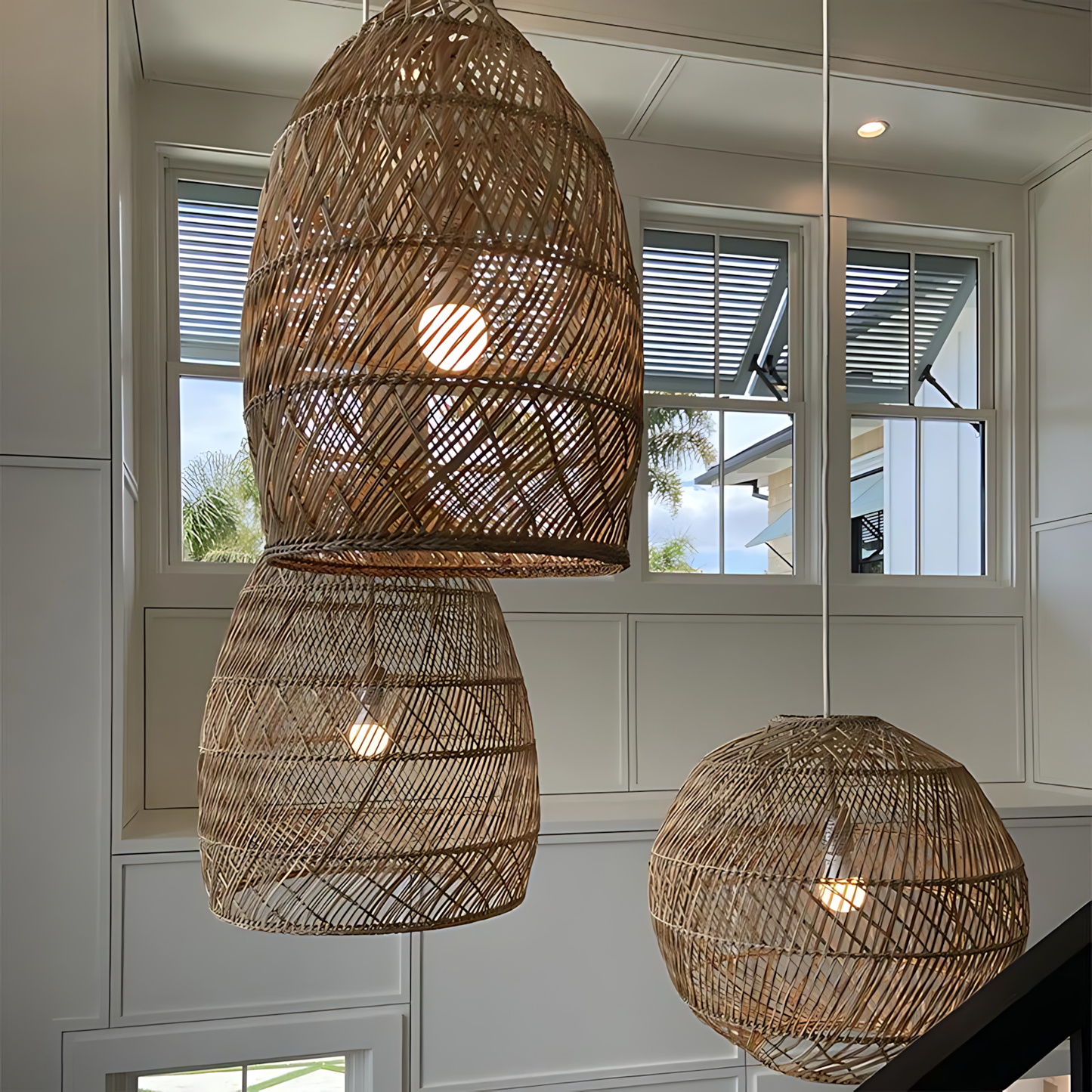 Japanese Rattan Gathering Pendant Lamp