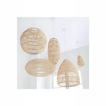 Japanese Rattan Gathering Pendant Lamp