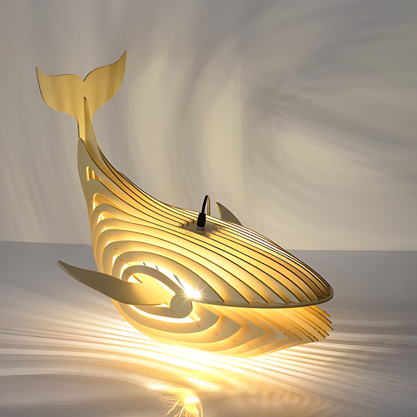 Japanese Wood Whale Cuisine Pendant Lamp