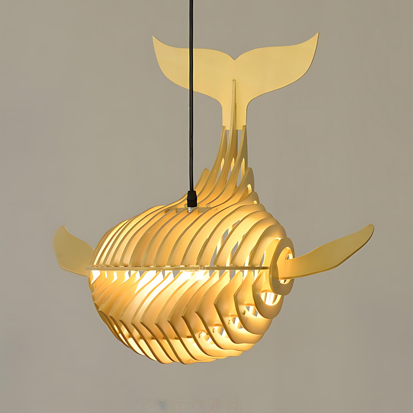 Japanese Wood Whale Cuisine Pendant Lamp